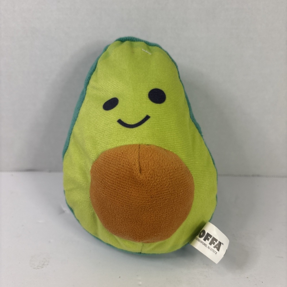 Goffa Avocado Plush Stuffed Animal Green Fruit Toy Smiley Face 6 inch